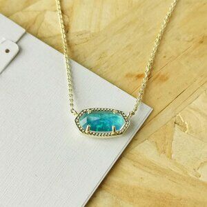 NEW | Kendra Scott Elisa Gold Aqua Kyocera Opal Necklace